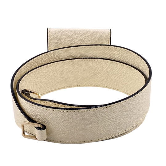 Valextra Shoulder strap leather white Comes with a coin case Women Used Authentic