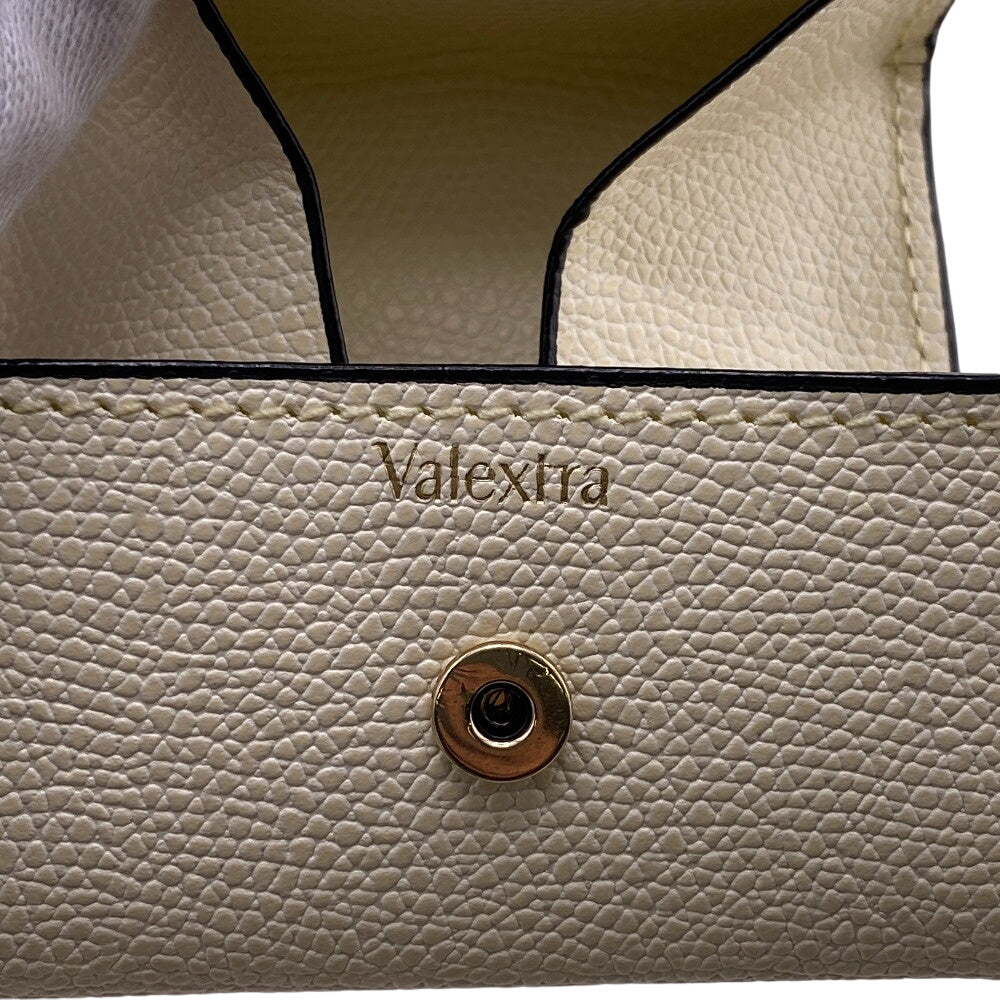 Valextra Shoulder strap leather white Comes with a coin case Women Used Authentic