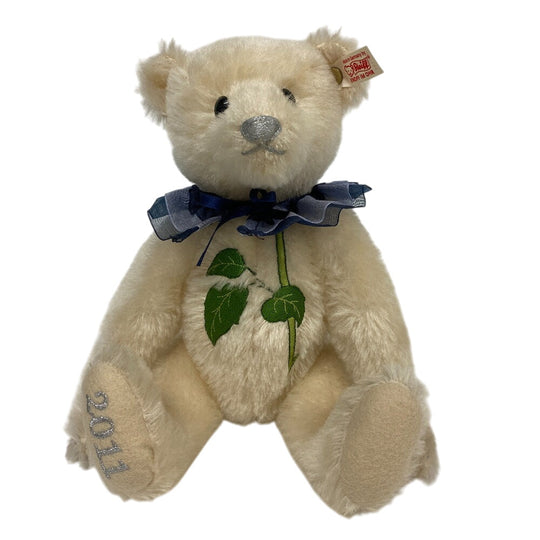 Steiff Plush Doll mohair Ivory Teddy Bear 2011 677144 Blue Rose Asia Limited 1500 units No.00093 Women Used Authentic