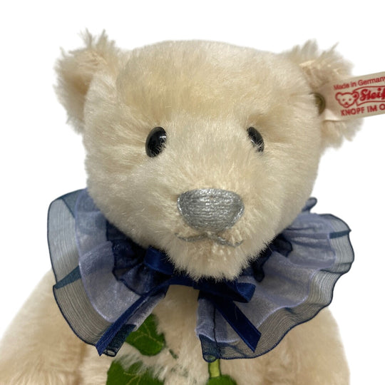 Steiff Plush Doll mohair Ivory Teddy Bear 2011 677144 Blue Rose Asia Limited 1500 units No.00093 Women Used Authentic
