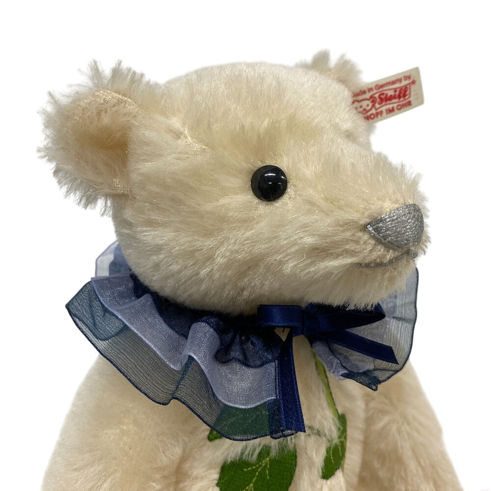 Steiff Plush Doll mohair Ivory Teddy Bear 2011 677144 Blue Rose Asia Limited 1500 units No.00093 Women Used Authentic