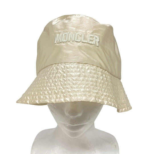 MONCLER Other hats Nylon Ivory Bucket hat logo BUCKET 2022 Women M Used Authentic