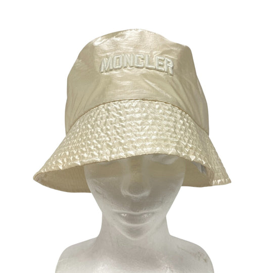 MONCLER Other hats Nylon Ivory Bucket hat logo BUCKET 2022 Women M Used Authentic