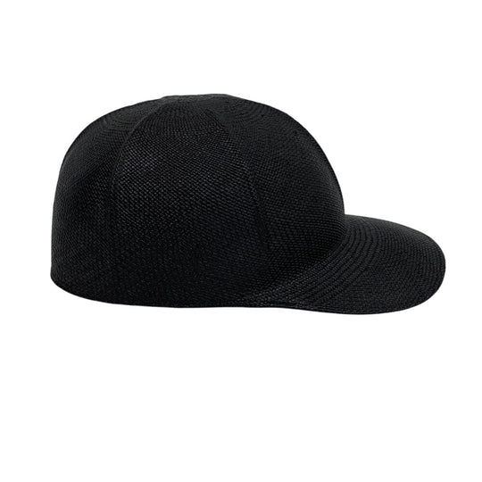 HERMES cap straw black Serie mens 59 Used Authentic