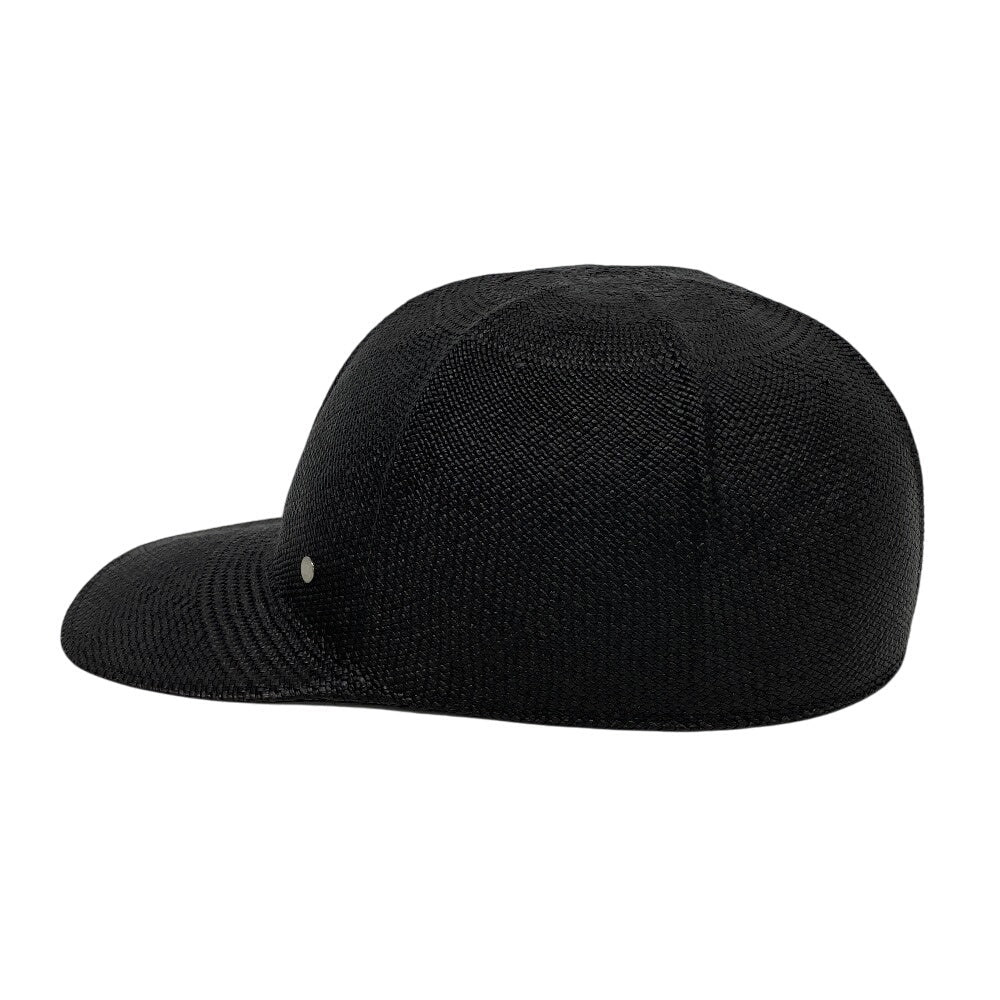 HERMES cap straw black Serie mens 59 Used Authentic