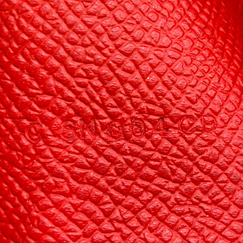 HERMES Long Wallet Purse C Epsom Red Beansufla Women Used Authentic