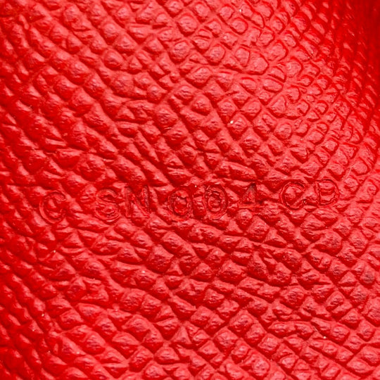 HERMES Long Wallet Purse C Epsom Red Beansufla Women Used Authentic