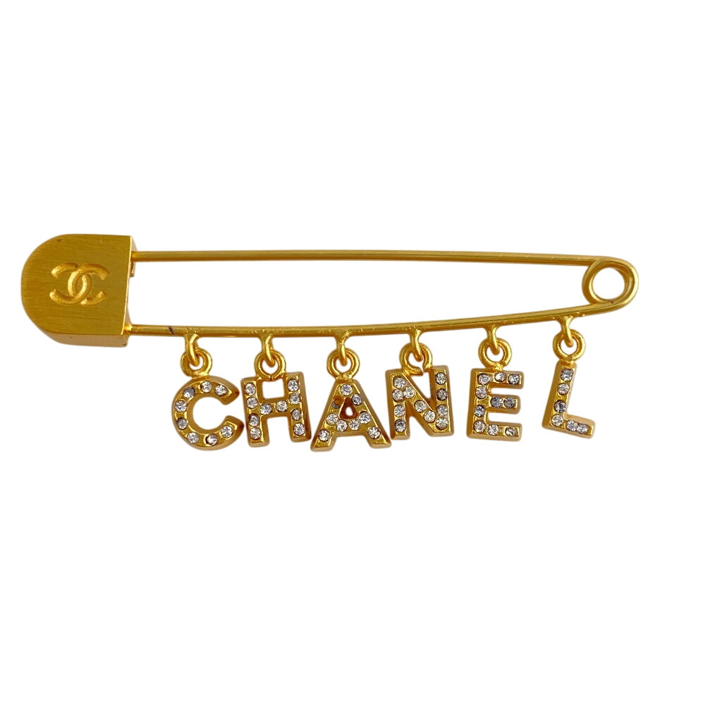 CHANEL Brooch Gold Plated gold COCO Mark rhinestone