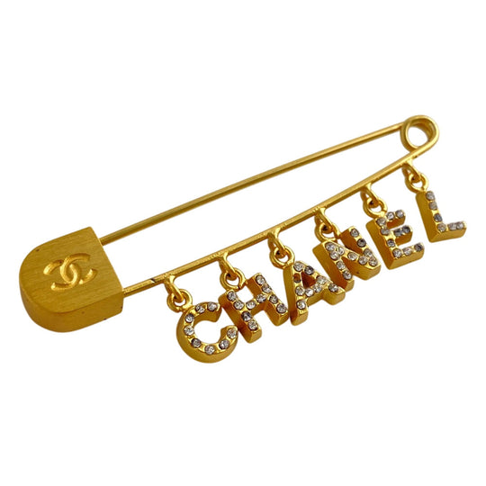 CHANEL Brooch Gold Plated gold COCO Mark rhinestone