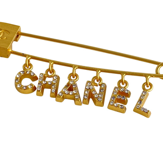CHANEL Brooch Gold Plated gold COCO Mark rhinestone