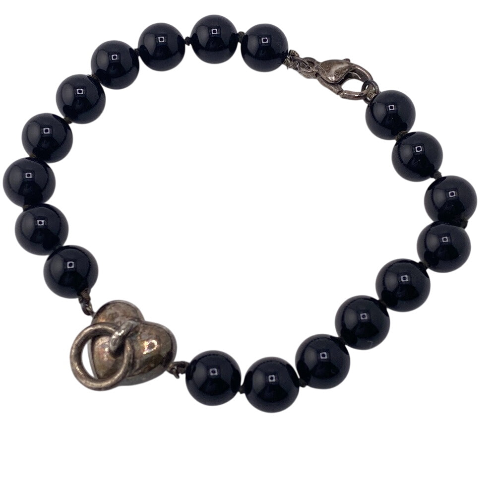 TIFFANY&Co. bracelet Silver black Heart lock Women Used Authentic