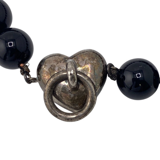 TIFFANY&Co. bracelet Silver black Heart lock Women Used Authentic