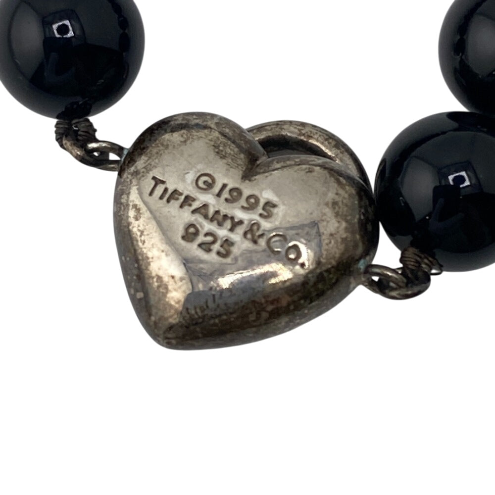 TIFFANY&Co. bracelet Silver black Heart lock Women Used Authentic