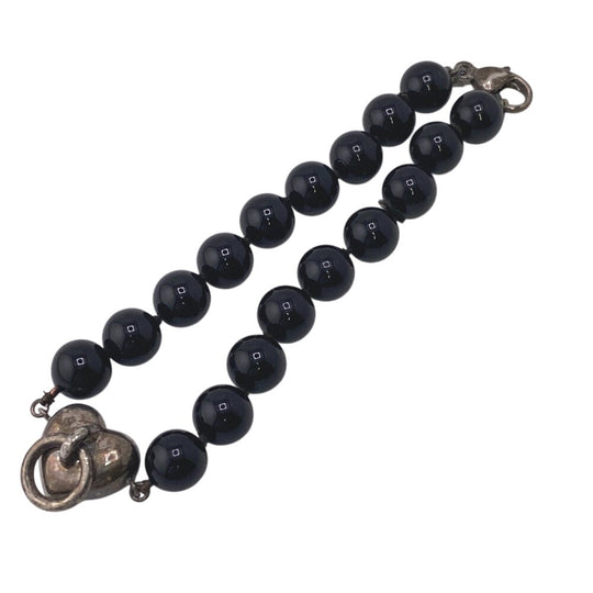TIFFANY&Co. bracelet Silver black Heart lock Women Used Authentic