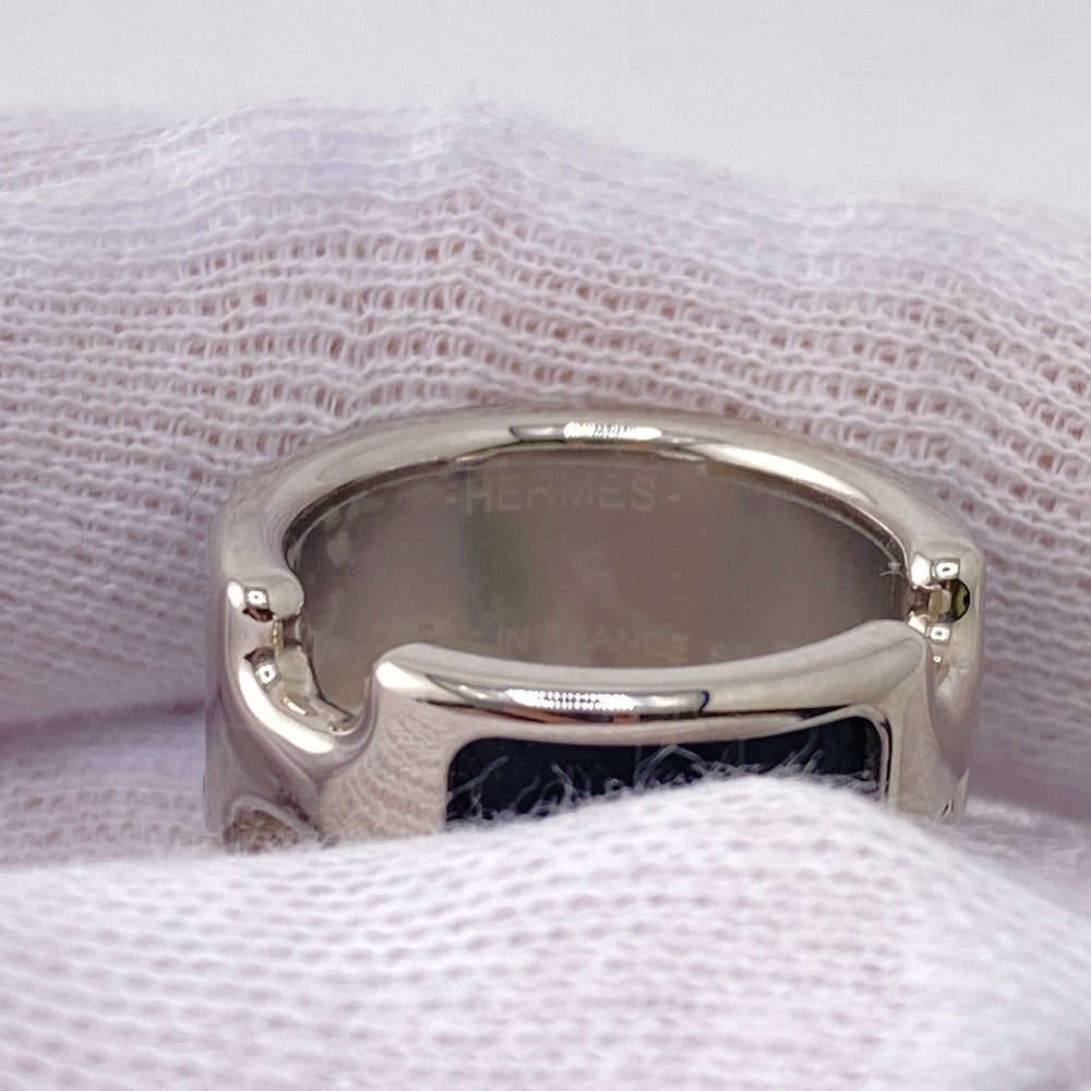 HERMES Ring Gold Plated, Leather black Olympe mens Used Authentic