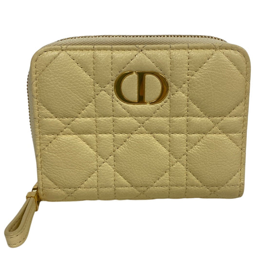Dior Bifold Wallet leather yellow caro scarlet Women Used Authentic