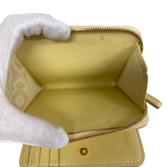 Dior Bifold Wallet leather yellow caro scarlet Women Used Authentic