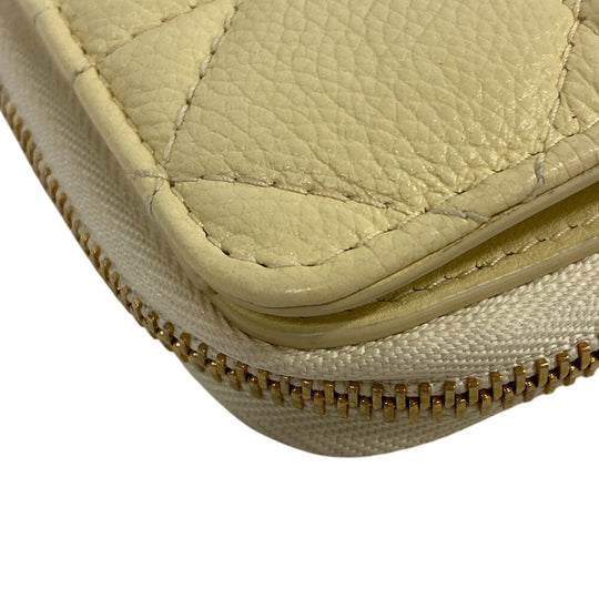 Dior Bifold Wallet leather yellow caro scarlet Women Used Authentic