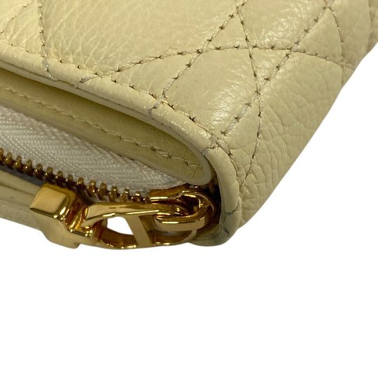 Dior Bifold Wallet leather yellow caro scarlet Women Used Authentic