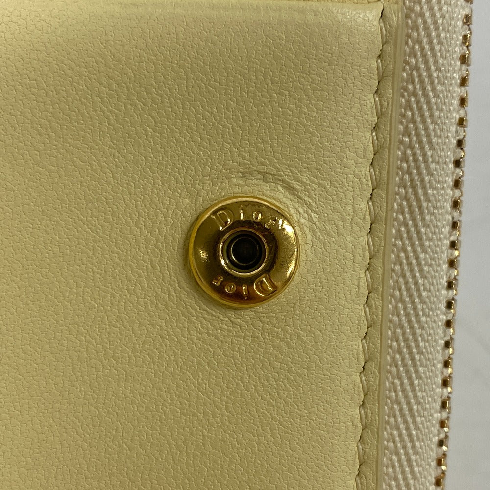 Dior Bifold Wallet leather yellow caro scarlet Women Used Authentic