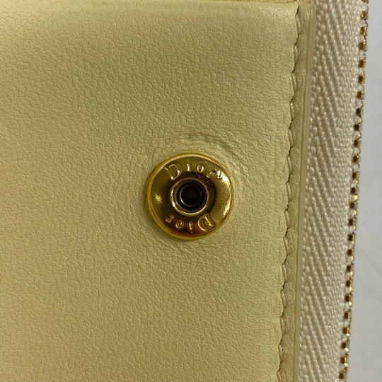 Dior Bifold Wallet leather yellow caro scarlet Women Used Authentic