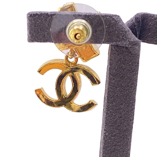 CHANEL Pierce Gold Plated gold L23P COCO Mark rhinestone Women Used Authentic