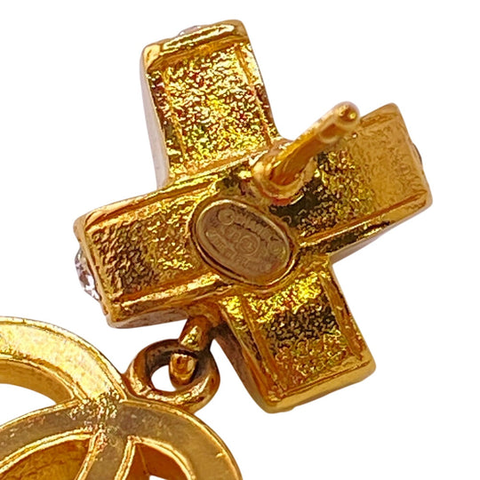 CHANEL Pierce Gold Plated gold L23P COCO Mark rhinestone Women Used Authentic