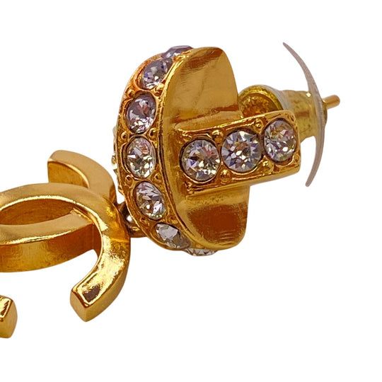 CHANEL Pierce Gold Plated gold L23P COCO Mark rhinestone Women Used Authentic