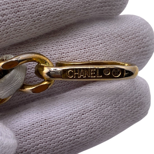 CHANEL belt Gold Plated, Leather gold COCO Mark 1982 Chain Women Used Authentic