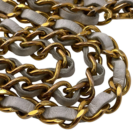 CHANEL belt Gold Plated, Leather gold COCO Mark 1982 Chain Women Used Authentic
