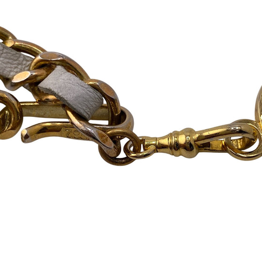 CHANEL belt Gold Plated, Leather gold COCO Mark 1982 Chain Women Used Authentic