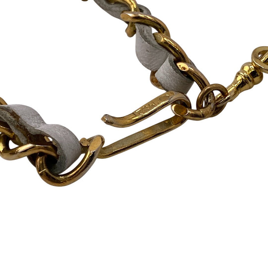 CHANEL belt Gold Plated, Leather gold COCO Mark 1982 Chain Women Used Authentic