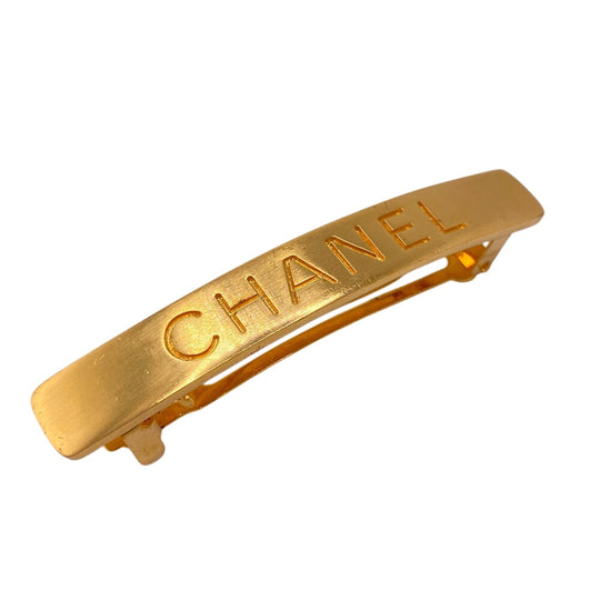 CHANEL hair accessory Gold Plated gold Barrette 96A logo Women Used Authentic