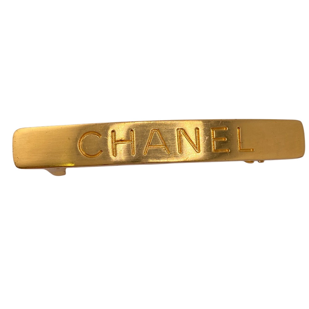 CHANEL hair accessory Gold Plated gold Barrette 96A logo Women Used Authentic