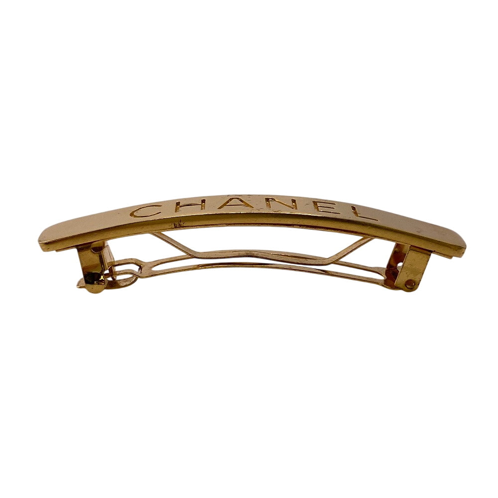 CHANEL hair accessory Gold Plated gold Barrette 96A logo Women Used Authentic