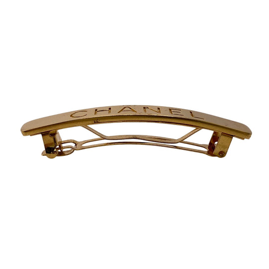 CHANEL hair accessory Gold Plated gold Barrette 96A logo Women Used Authentic
