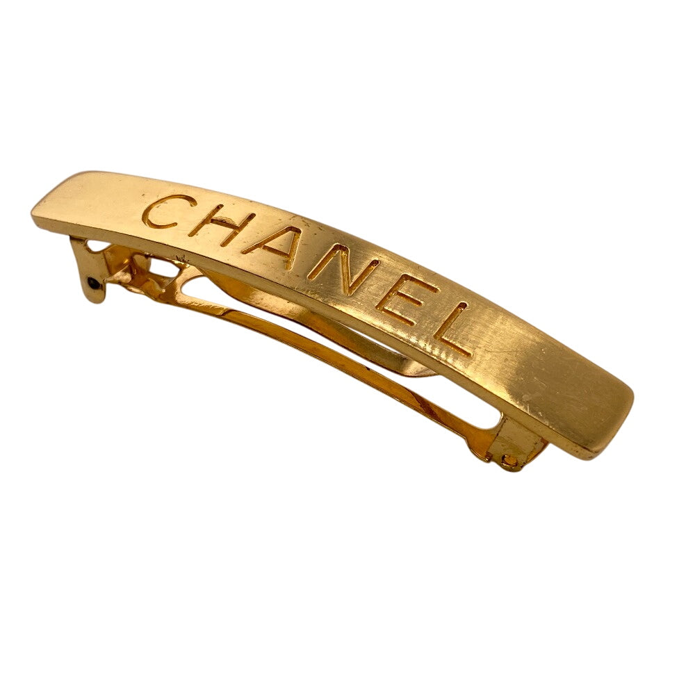 CHANEL hair accessory Gold Plated gold Barrette 96A logo Women Used Authentic