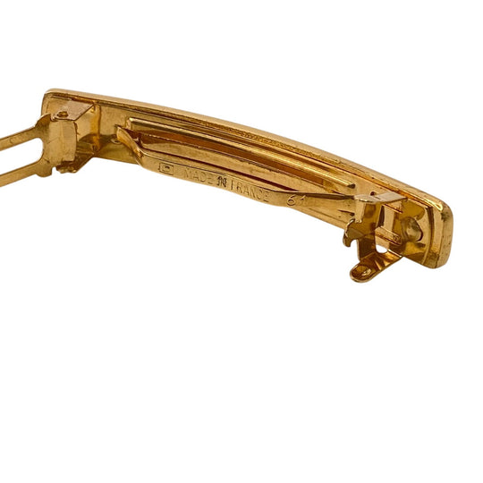 CHANEL hair accessory Gold Plated gold Barrette 96A logo Women Used Authentic