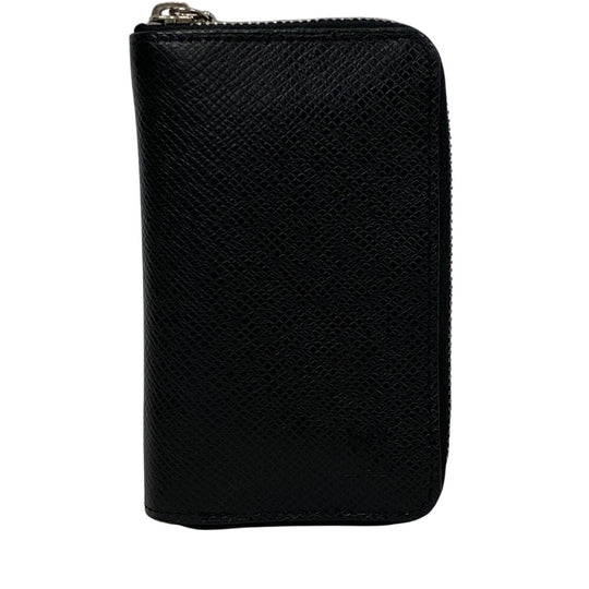 LOUIS VUITTON Coin case M32832 leather black Zip Around Taiga Zip around purse mens Used Authentic