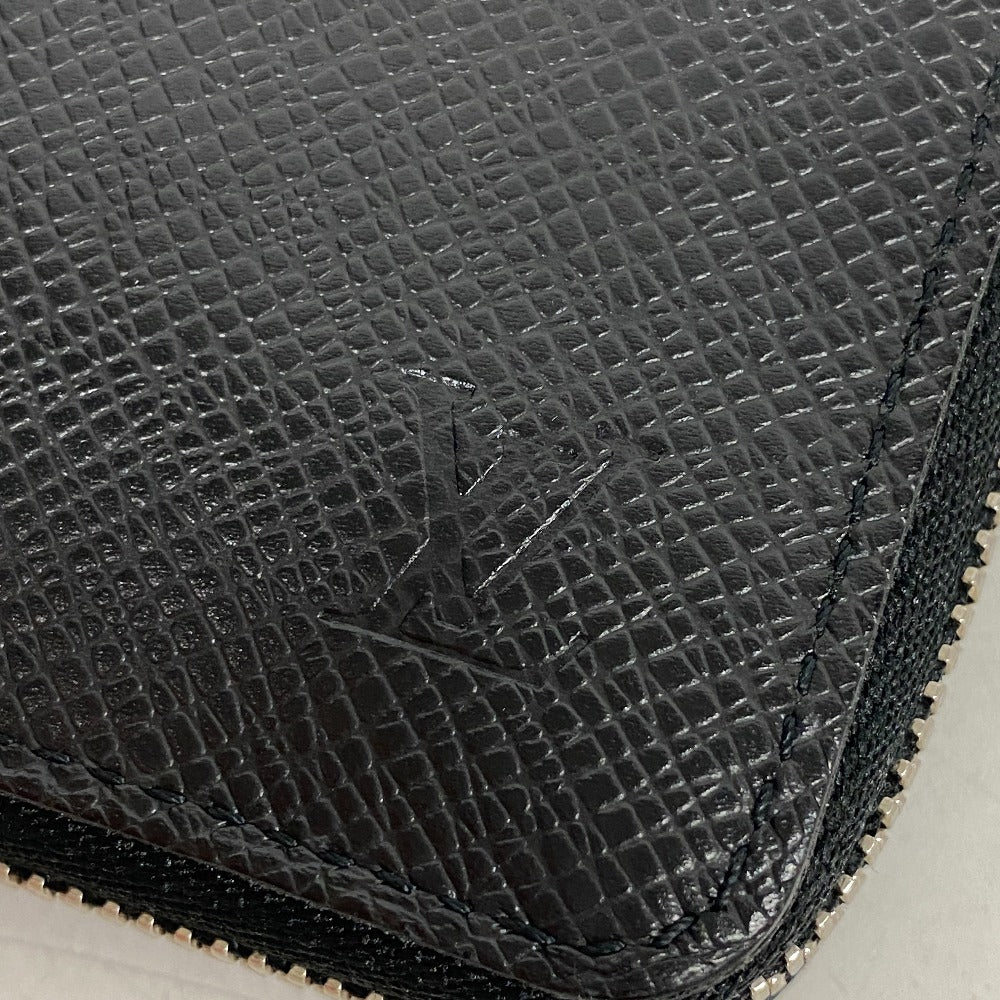 LOUIS VUITTON Coin case M32832 leather black Zip Around Taiga Zip around purse mens Used Authentic