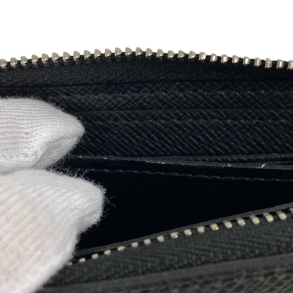 LOUIS VUITTON Coin case M32832 leather black Zip Around Taiga Zip around purse mens Used Authentic