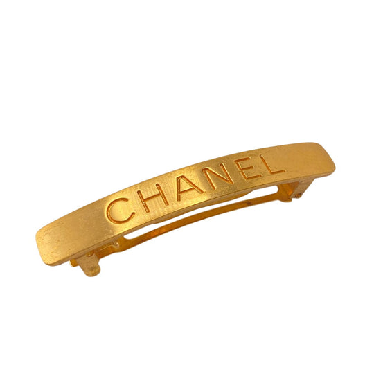 CHANEL hair accessory Gold Plated gold Barrette 96A logo Women Used Authentic