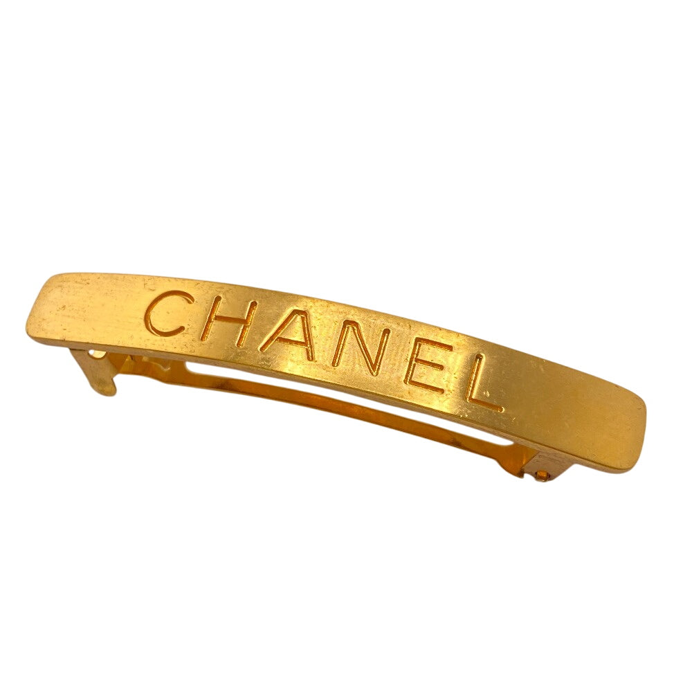 CHANEL hair accessory Gold Plated gold Barrette 96A logo Women Used Authentic