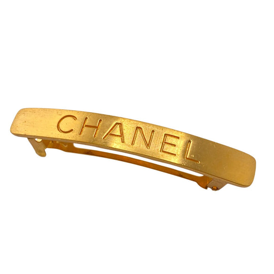 CHANEL hair accessory Gold Plated gold Barrette 96A logo Women Used Authentic