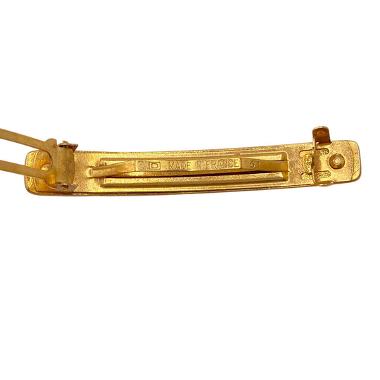 CHANEL hair accessory Gold Plated gold Barrette 96A logo Women Used Authentic