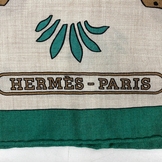 HERMES Stall Cashmere Pashmina , Silk Multi Carre Geant LES LEOPARDS Leopard Women Used Authentic