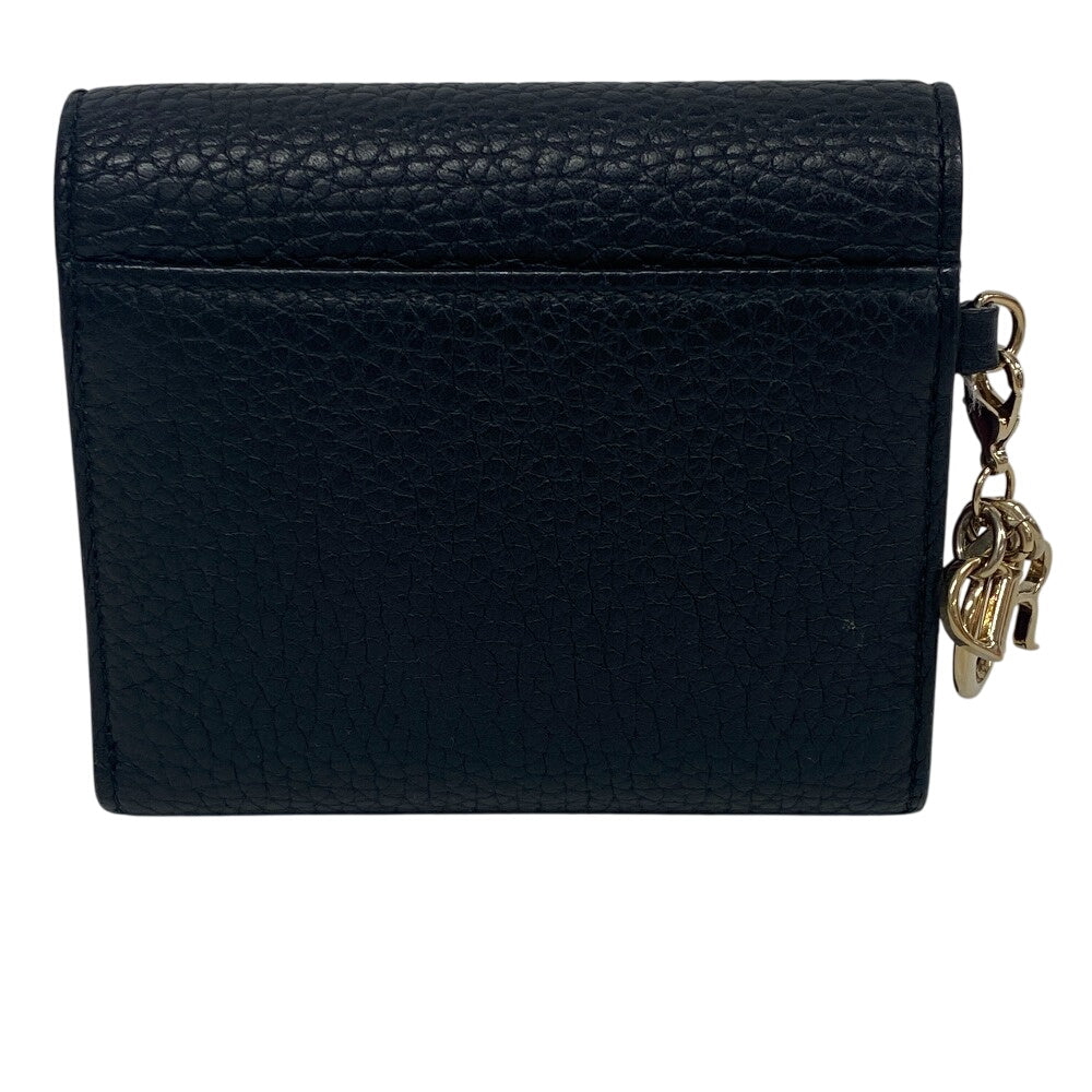 Christian Dior Tri-fold wallet leather black Compact wallet Diorissimo Women Used Authentic