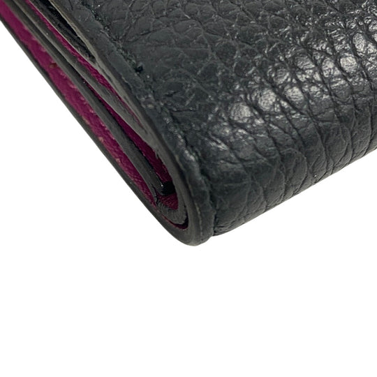 Christian Dior Tri-fold wallet leather black Compact wallet Diorissimo Women Used Authentic