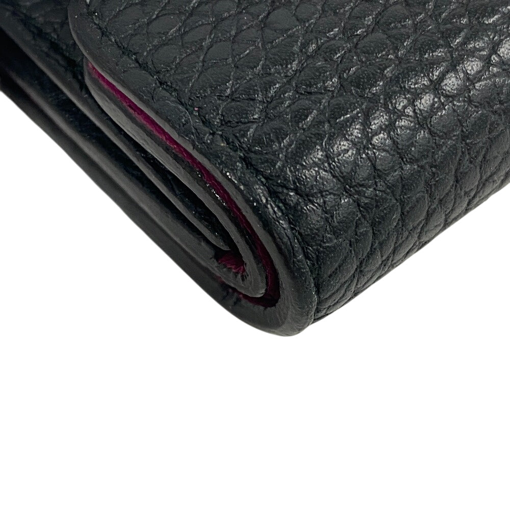 Christian Dior Tri-fold wallet leather black Compact wallet Diorissimo Women Used Authentic
