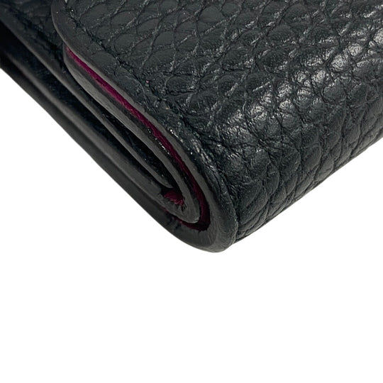 Christian Dior Tri-fold wallet leather black Compact wallet Diorissimo Women Used Authentic